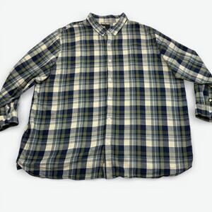 Winston Flannel Shirt Mens 3XL Long Sleeve Blue Green Cream Plaid Button Down